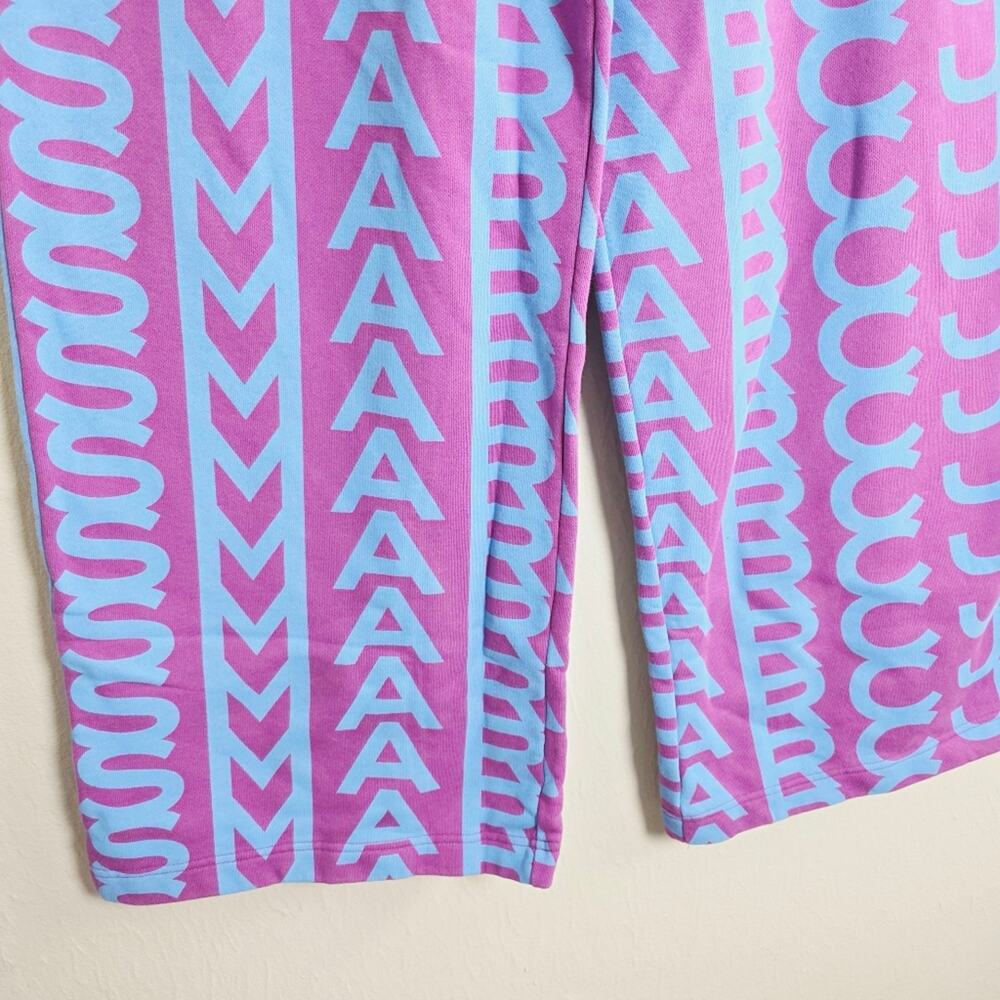 Marc Jacobs Monogram Logo Wide Leg Sweatpant Purple Blue High Waisted Medium NWT - Picture 7 of 11
